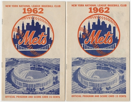 Lot of (2) 1962 New York Mets Official Program and Score Cards